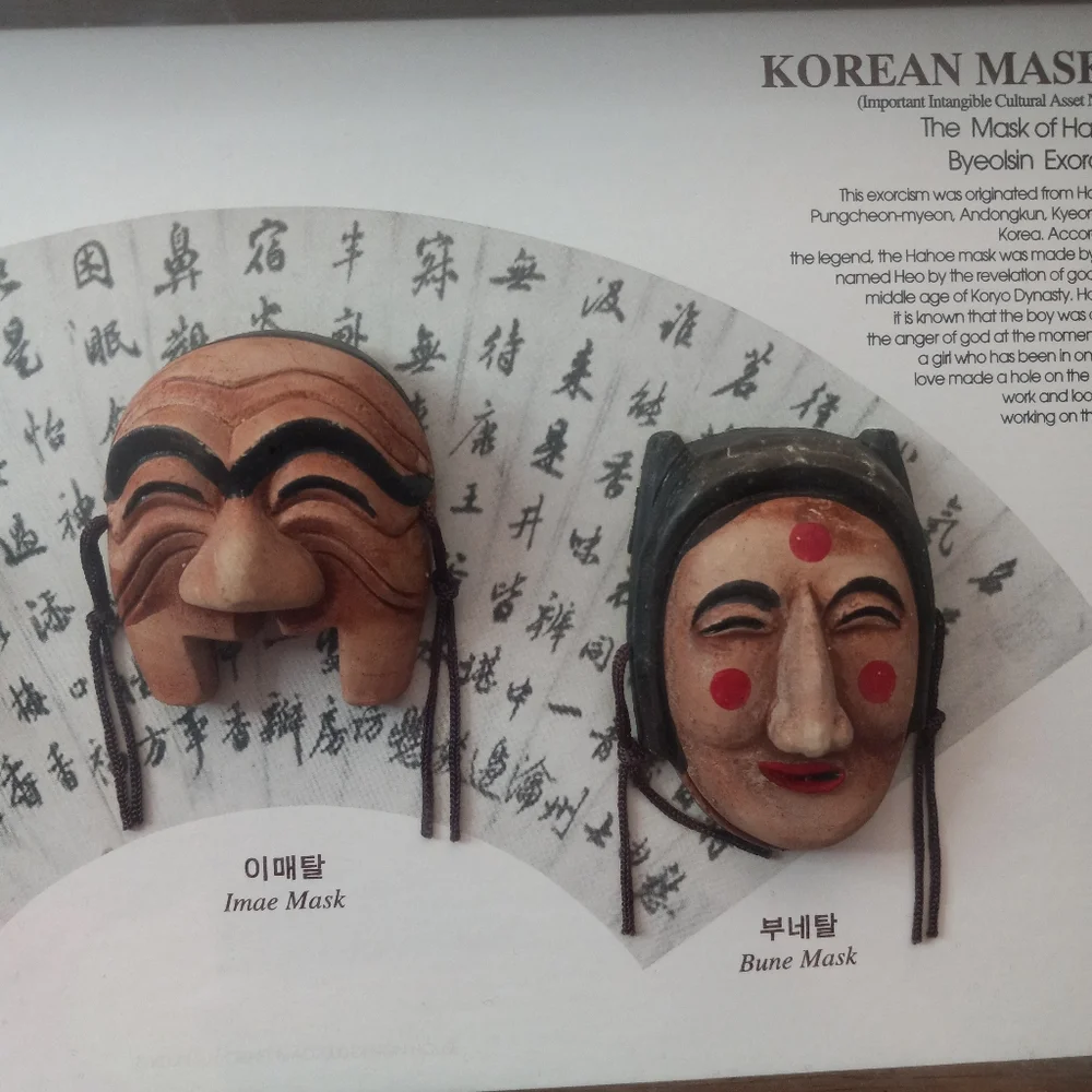 Framed Korean Miniature Masks 